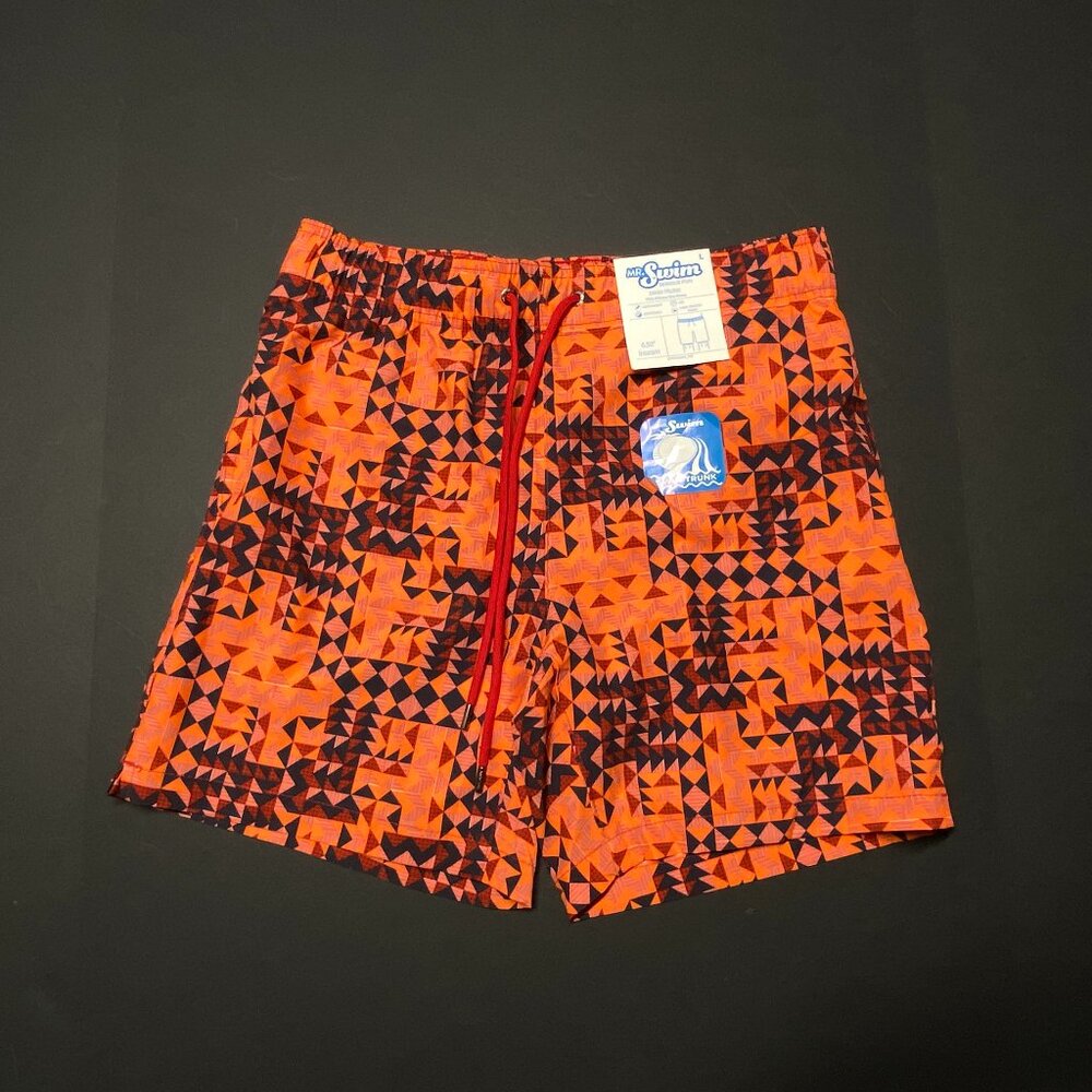 NWT Mr Swim - Swim Trunks - Multicolor Geometric Print - Inner Mesh Lined